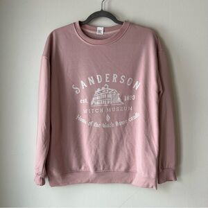 Sanderson Witch Museum Oversized Sweatshirt Pink Graphic Crewneck Small